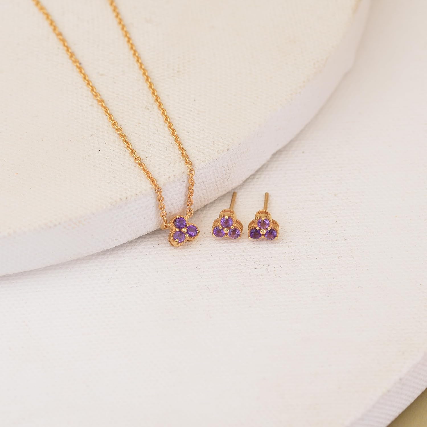 925 Sterling Silver Cluster Pendant & Earring Set with 2.5mm Round Natural Gemstones – Dainty Floral Design, Chain Included – Citrine, Rhodolite Garnet, Amethyst, Red Garnet & Sky Blue Topaz, 14K Gold & Rhodium Plating – Gift for Women - Image 2