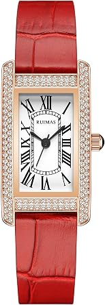 Women Watches Leather Band Fashion Quartz Waterproof Watches Roman Numerals Female Diamond Watch, Classic