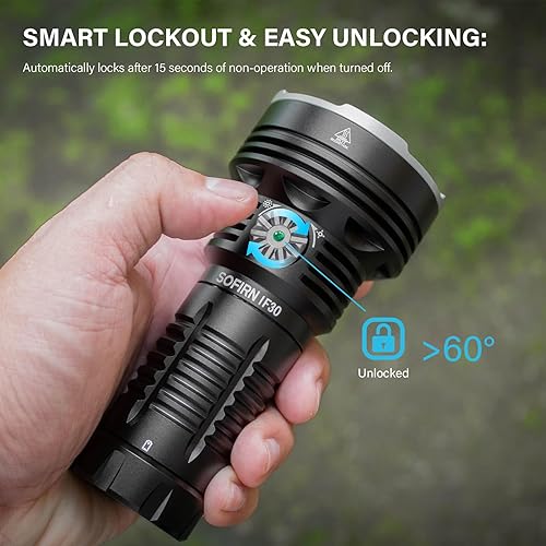 Miniatura 6 de sofirn IF30 Linterna de alto lúmenes, 12000 lúmenes linterna ultra brillante con 2,247.4 ft de distancia de haz, linterna recargable USB C, linterna