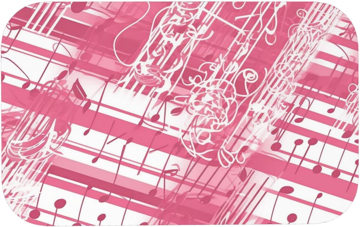 Stone Bath Mats Pink Piano Notes Diatomaceous Earth Bath Mat Super Absorbent Bathroom Floor Mat Quick Drying Diatomite Shower Mat for Shower Bathtub Bathroom Accessory 19.7x31.5in