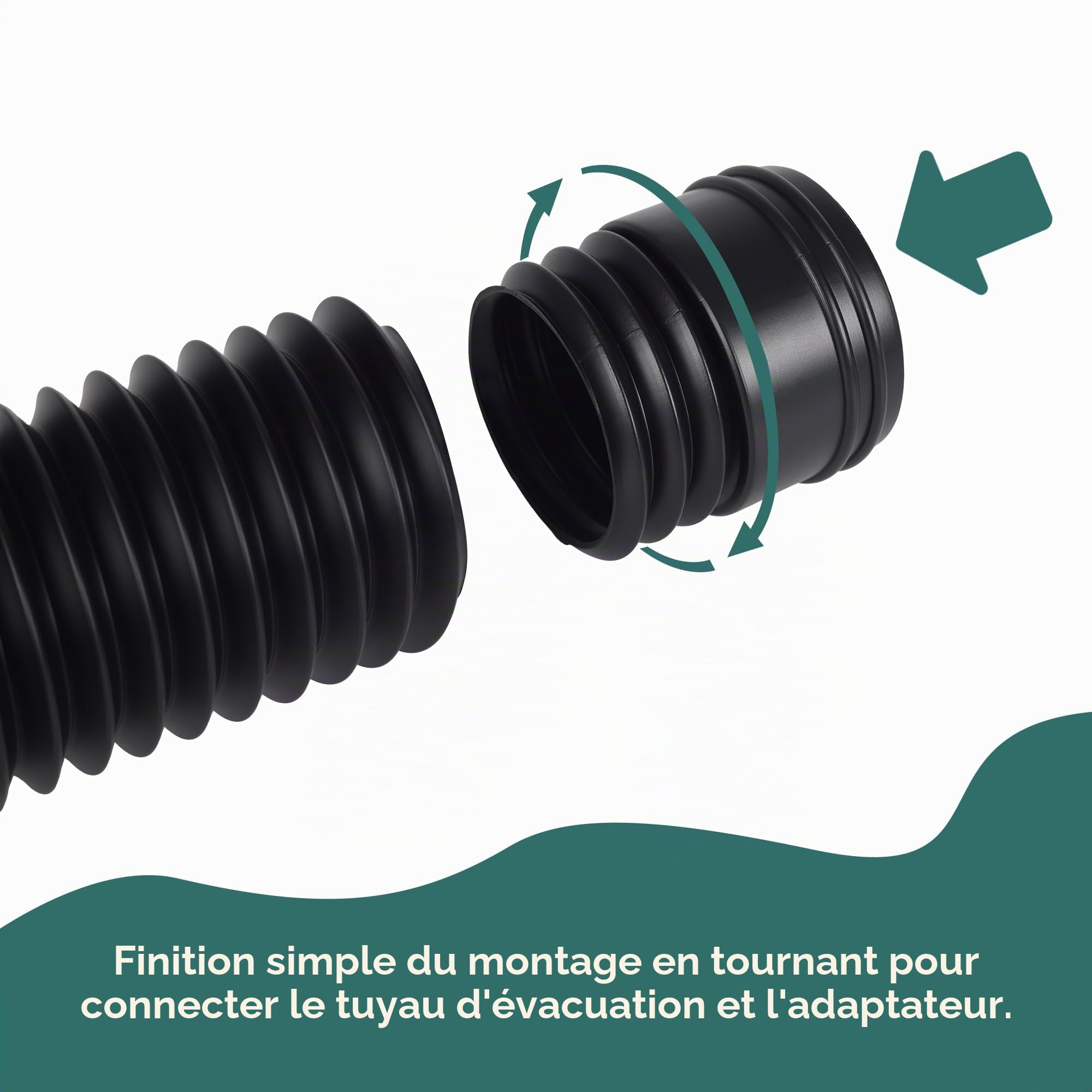 Rallonge Gouttière Flexible, Ronde Kit D'Extension De Tuyau De Pluie | pour Descente De 80/100 mm, Tuyau Gouttière Souple, 47-150 cm, Accessoires pour Gouttières (Noir, 1 Pièce)