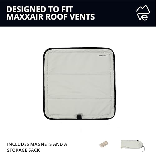 Miniatura 5 de VanEssential Cubierta Solar de Ventilación de Techo con Aislamiento Magnético para Ventilador MaxxAir, Fantastic Fan 16.5" x 16.5" (GRIS FRÍO)