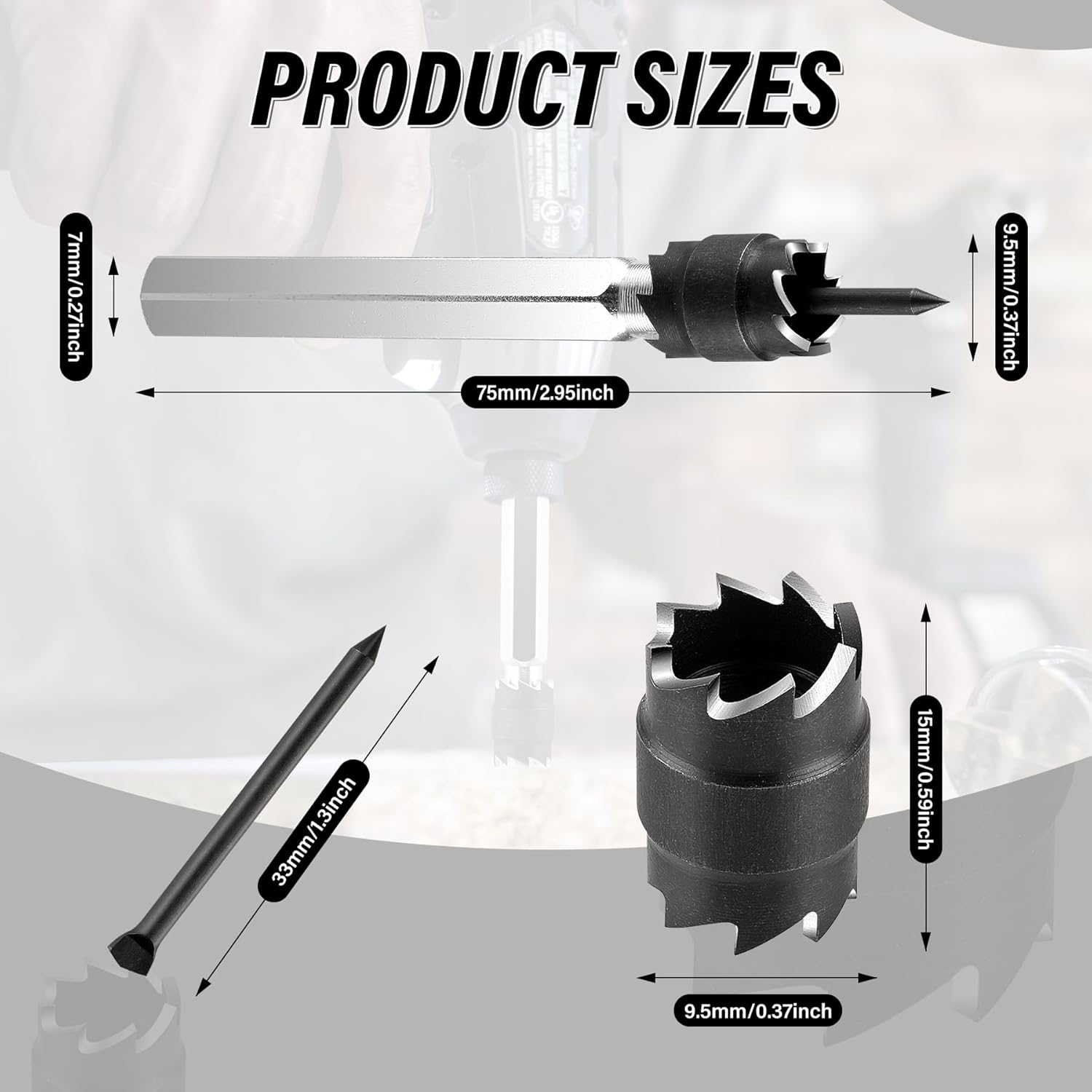 GaRhomxy GaRhmxy 14-Pc 3/8" HSS Spot Weld Drill Kit: Hex Metal Cutter Bits with Weld-Through Primer for Welding Tools