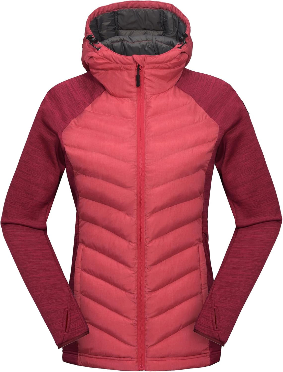 Mapamyumco Women's Insulated Hiking Jacket, Thermal Running Hybrid Jacket, Hooded Jacket Lightweight Breathable