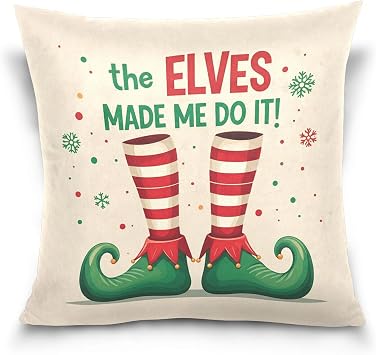 Throw Pillow Cover 16x16 in, Elf Cushion Cover Soft Plush Velvet for Sofa Living Room Couch Bedroom Farmhouse Home Decor