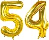 Number 54 Balloons for 54th Birthday Party Decorations, 0-100 Large No.54 Balloons for Women Men and Mother Dad, 40 Inch Gold Foil Helium Balloons for 54 Year Old Anniversary Decorations