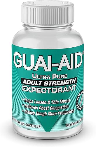 100 cápsulas ultra puras de guaifenesina CR de 600 mg para alivio de moco todos los días. Controla la flema, la tos, la congestión del pecho, los