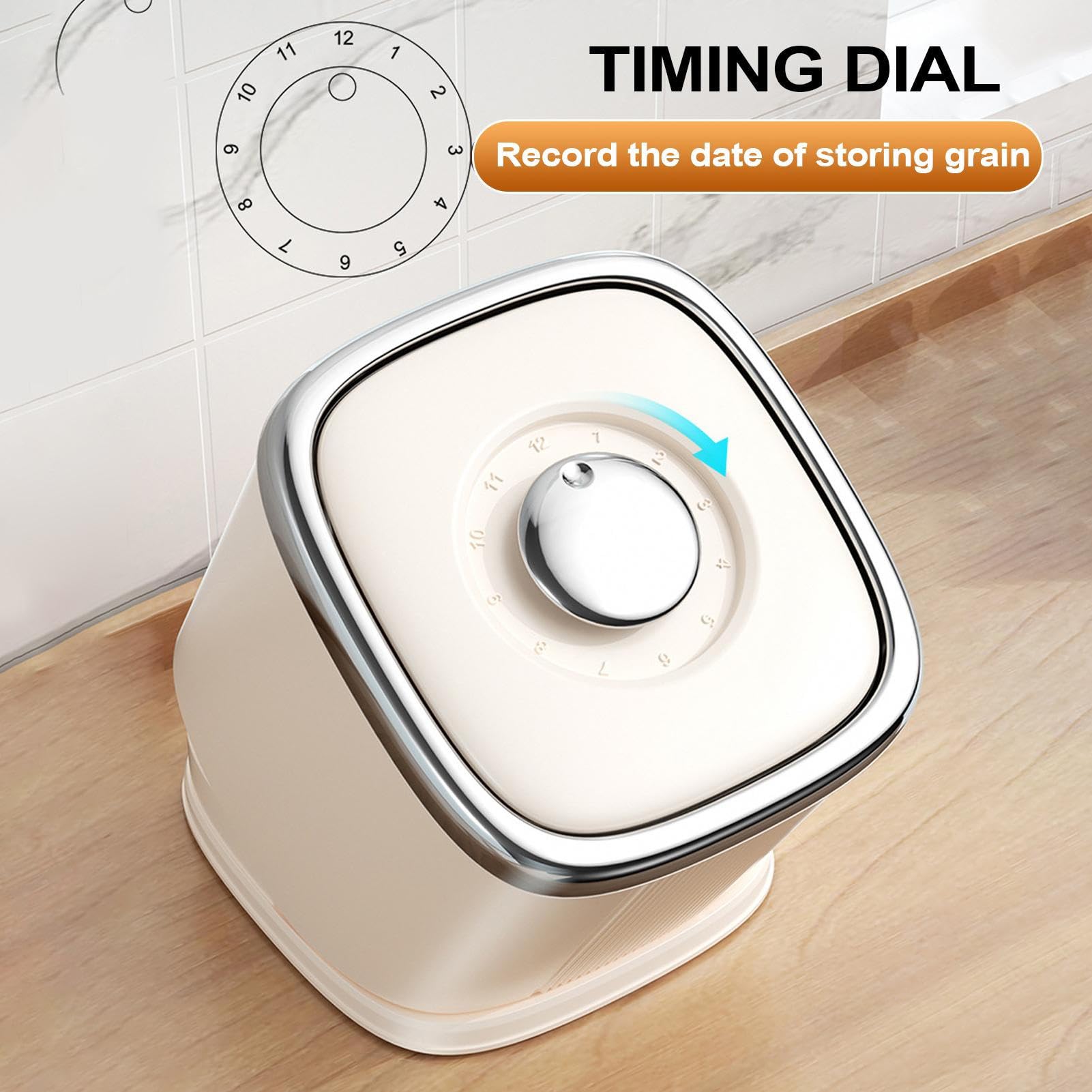 Dispensador y contenedor de arroz, cubo hermético para granos y cereales - Bandeja de almacenamiento para cereales domésticos, para cocina, guardabarros, encimera, restaurante, cantina, soja, maíz