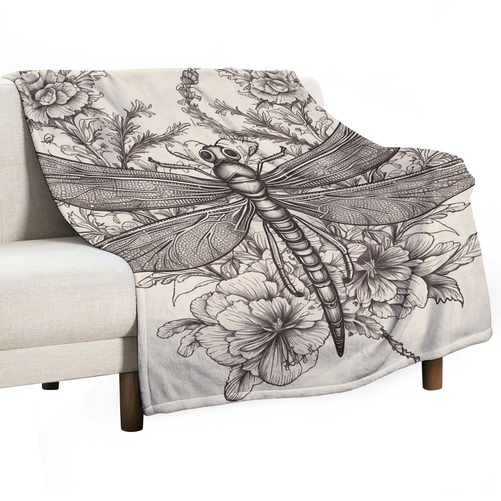 Couverture douce en flanelle motif floral pour cocooning au salon
