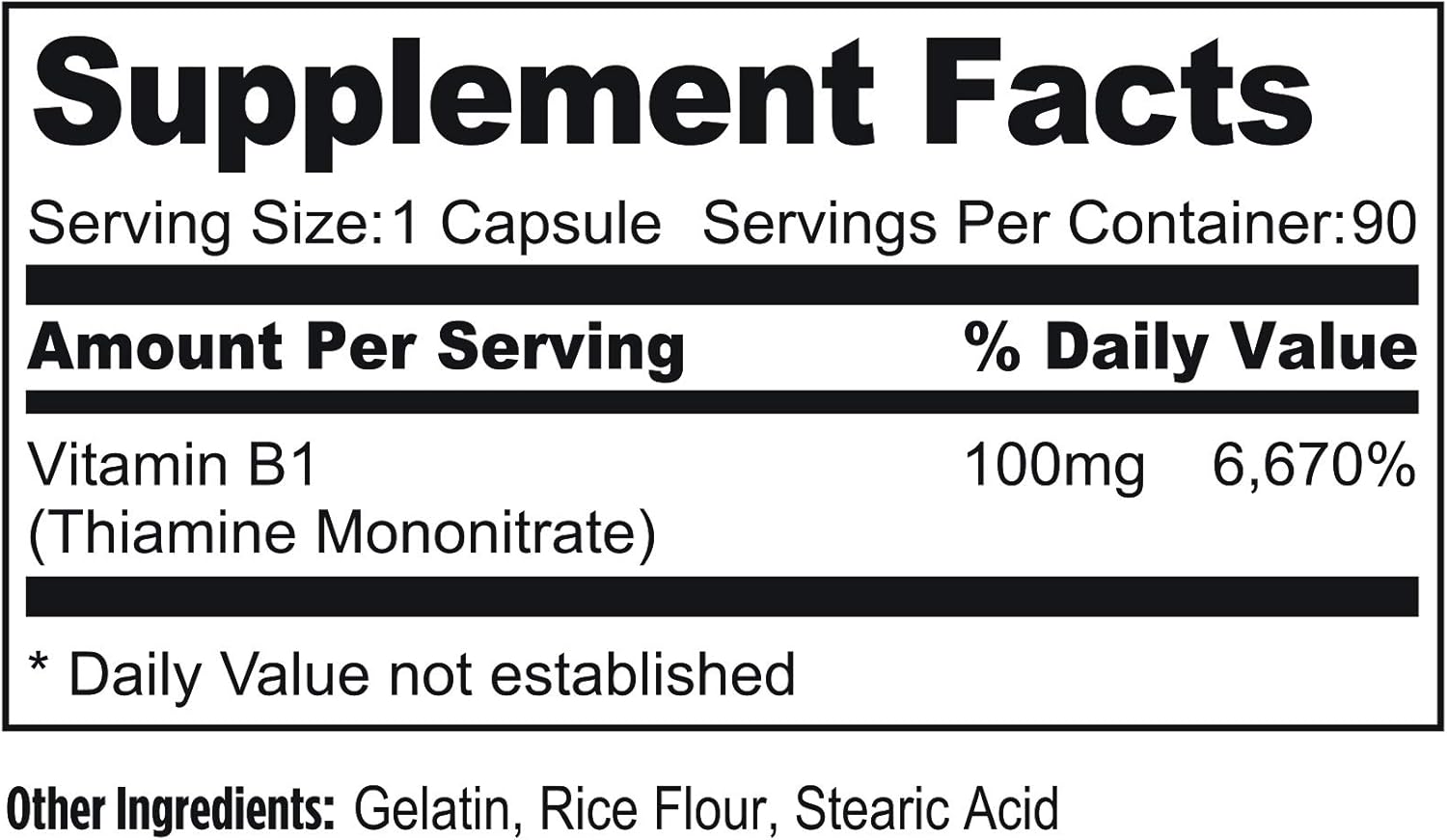 VitaDirect Premium Vitamin B1 100mg, 90 Capsules - Vitamin B1 Thiamine Supplement : Health & Household