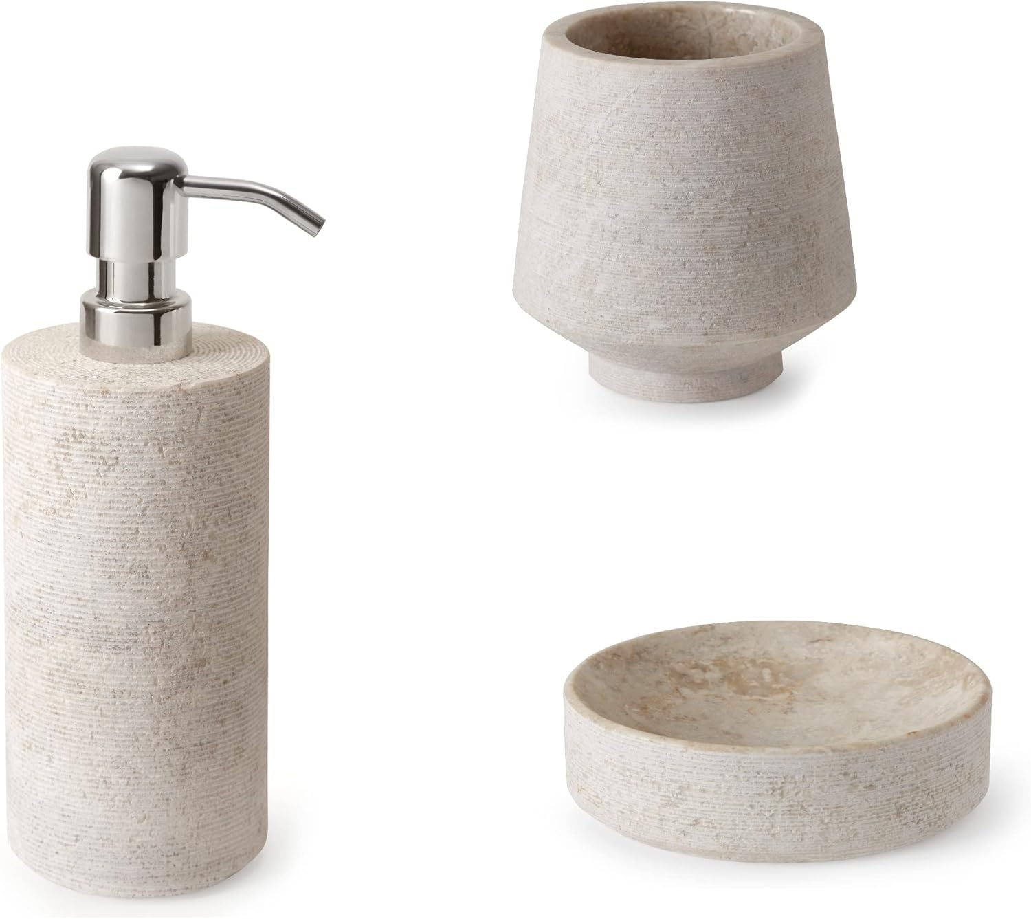 Beige Stone Effect Bathroom Accessories Rispa
