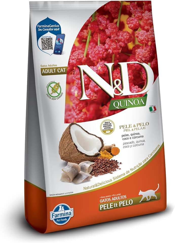 N&D QUINOA Ração Farmina N&D Quinoa Skin & Coat Peixe Para Gatos Adultos - 1 5Kg