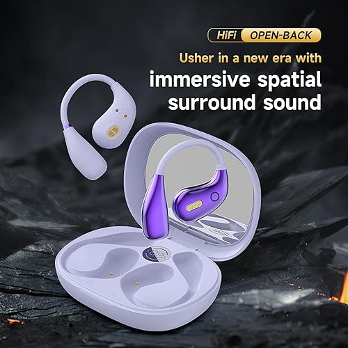Miniatura 3 de Auriculares abiertos, auriculares de oreja abierta, inalámbricos Bluetooth 5.4, 50 horas de reproducción, sonido estéreo, IPX7, impermeables, para