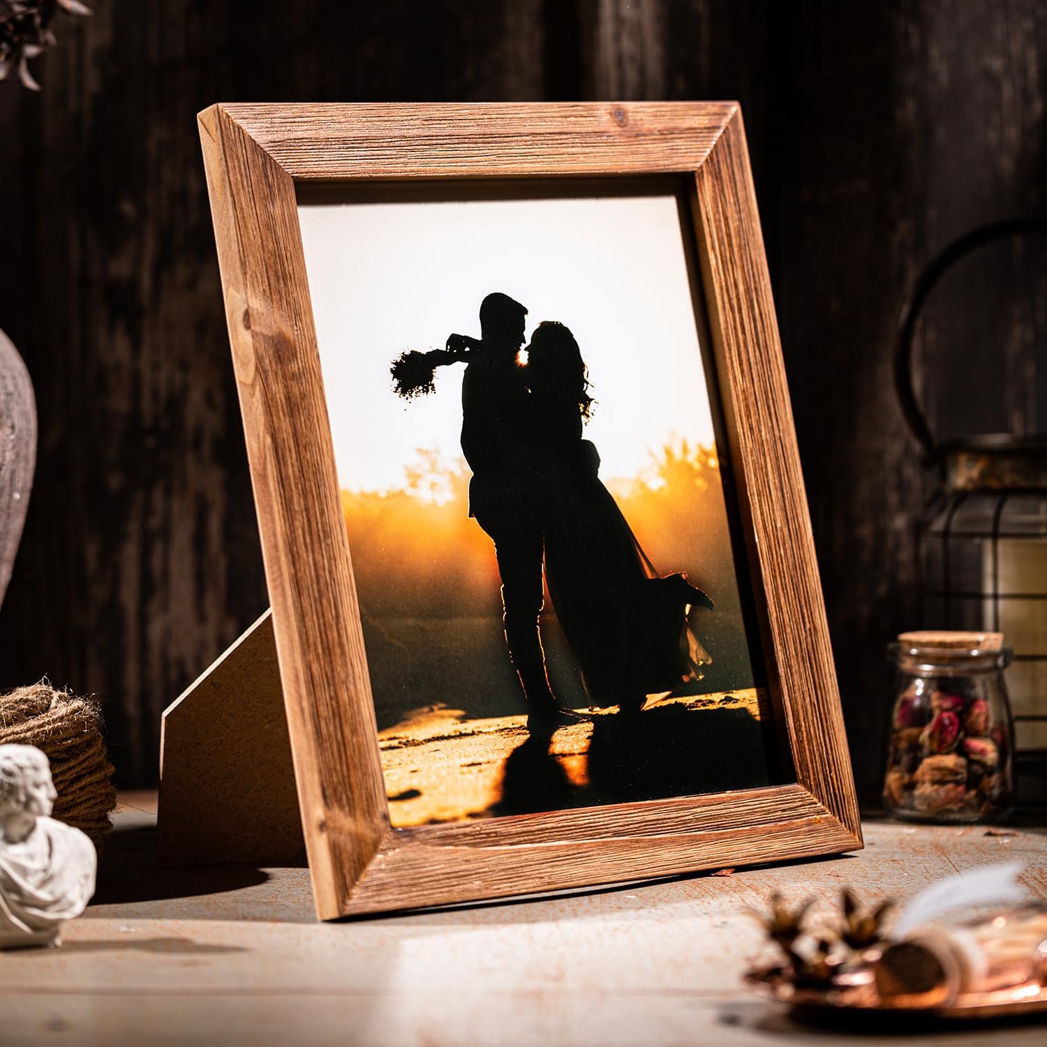Wood Picture Frame 11 x 14 Brown Retro Photo Frames with Real Glass Solid Wooden Photo Frame Standing for Tabletop Hanging Wall Farmhouse Home Desk Office Decor Handmade Family Picture Frame Gift
