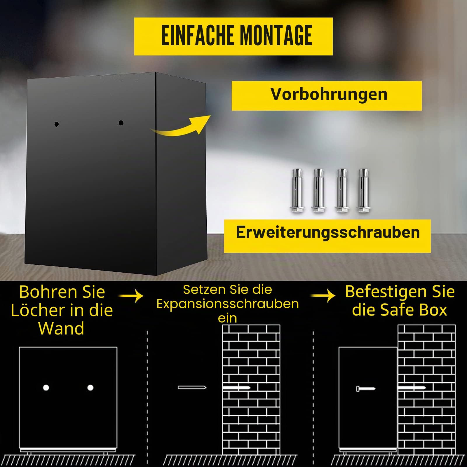 VEVOR Safe mit Einwurfschlitz Diebstahlsicherung, elektronischer Sicherheitstresor aus Kohlenstoffstahl, feuerfest, 2 Schlüssel, 2 Code-Sets, digitaler Safe LCD Dokument Waffe