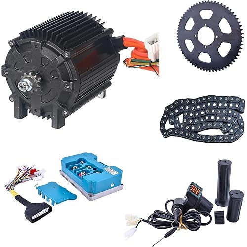 Kunray 72V 5000W Electric Brushless DC Motor Kit Temperature Sensing Motor Electric Go Kart Motor 6900RPM High Speed Motor 100A 24 Mosfet Controller for Razor Dirt Bike, Electric Motorcycles(72V5000W)