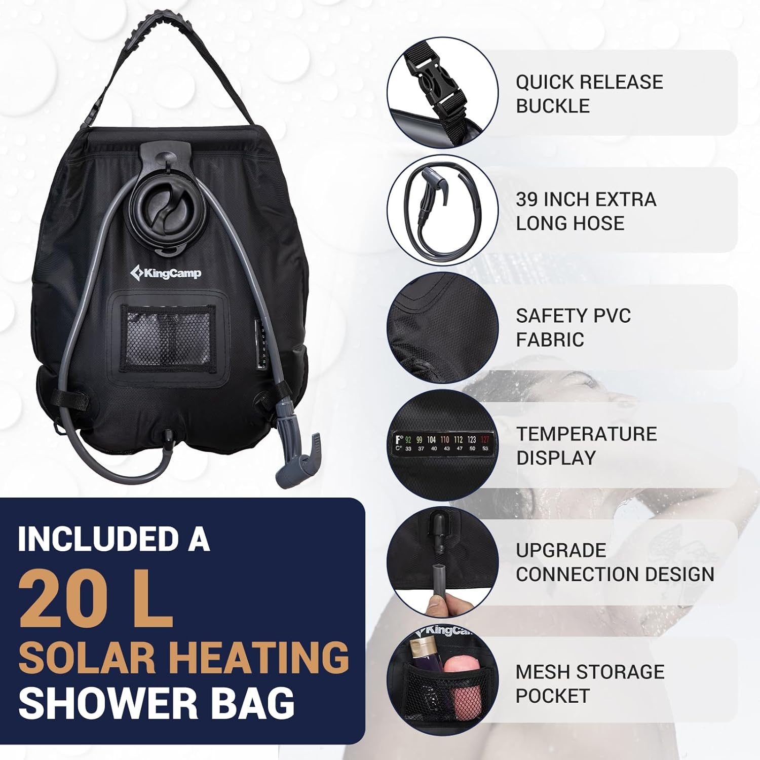 KingCamp Shower Tent, Portable Privacy Tent Outdoor Camping 1/2 Room Toilet Tents with Shower Bag & Dressing Room for Beach, Camping & Hiking