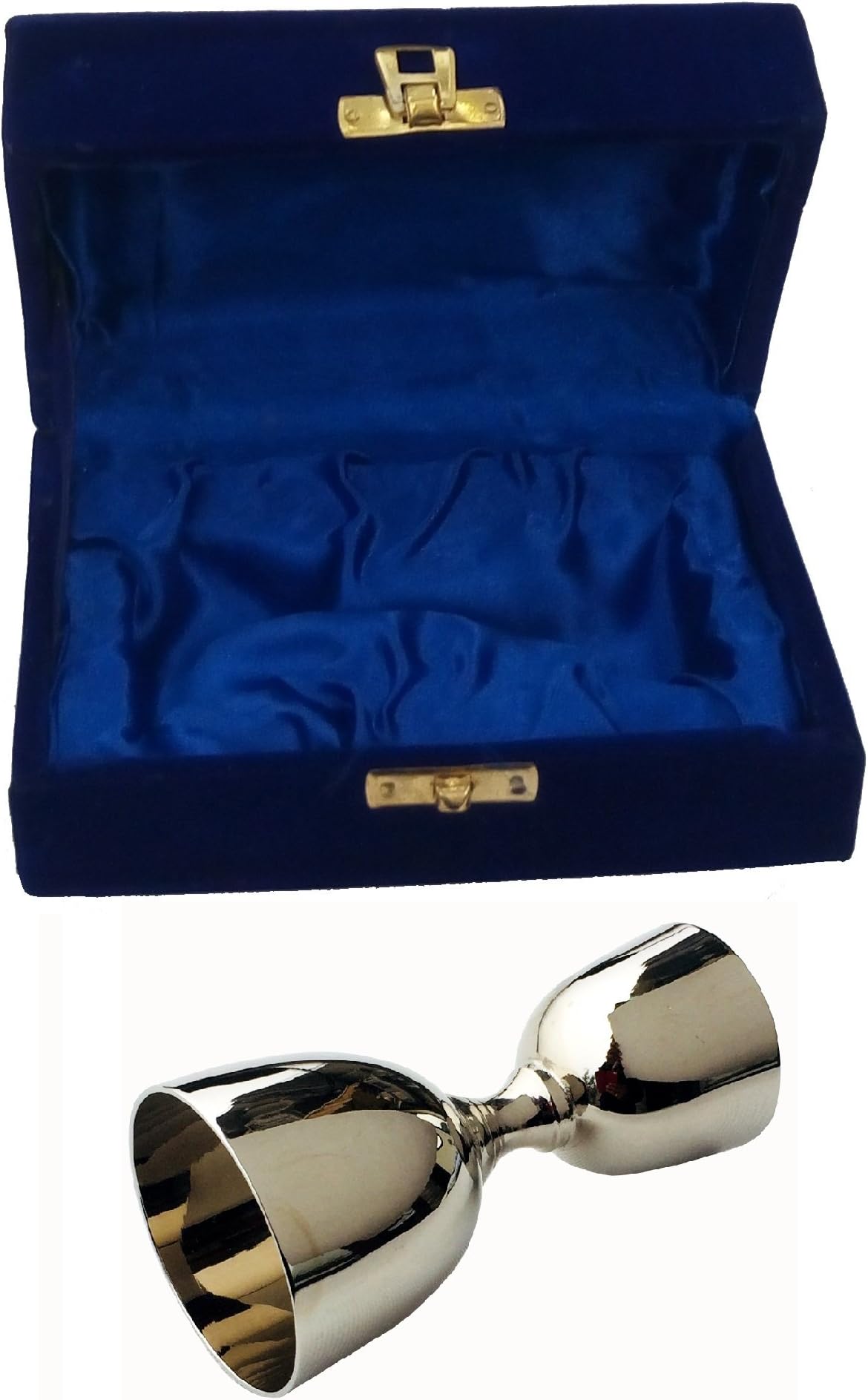 Silver Coating Peg Measure, Jigger, Peg Measurer, Bar Set Made of Brass - 30 ml / 60 ml Peg Measure - with Decorative Box