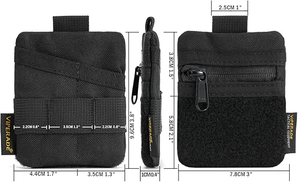 VIPERADE VE13 Mini Pocket Organizer, Nylon Pocket Tool Pouch with DIY Patch Area for Men, Pocket Organizer Storage for EDC Gears, EDC Coins Sheath, Small EDC Nylon Pouch for Mini EDC Gears