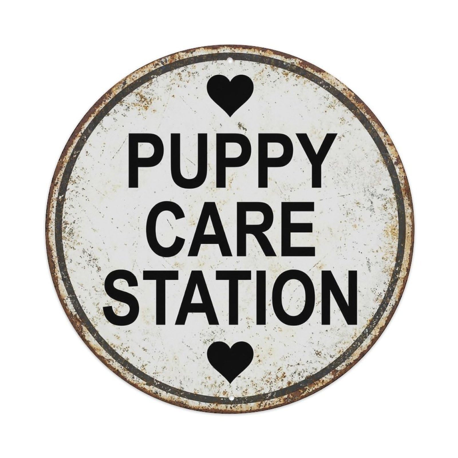 Vintage Puppy Care Station Decor Metal Tin Sign