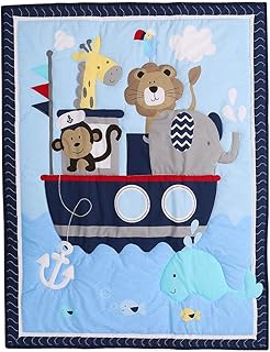 Nursery Crib Quilts Cartoon Blue Elephant/Blue Whale/Pirates of The Caribbean/Animal Voyage Baby Girl Baby Boy Comforter Baby Gift Idea (Cartoon Animal Voyage)