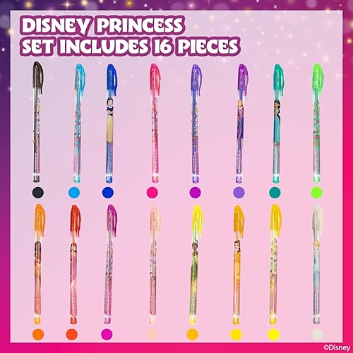 Miniatura 2 de Townley Girl Disney Princess 16 Piece Glitter Pen Body Art Set, Glittery and Bright Colors, Ages 3