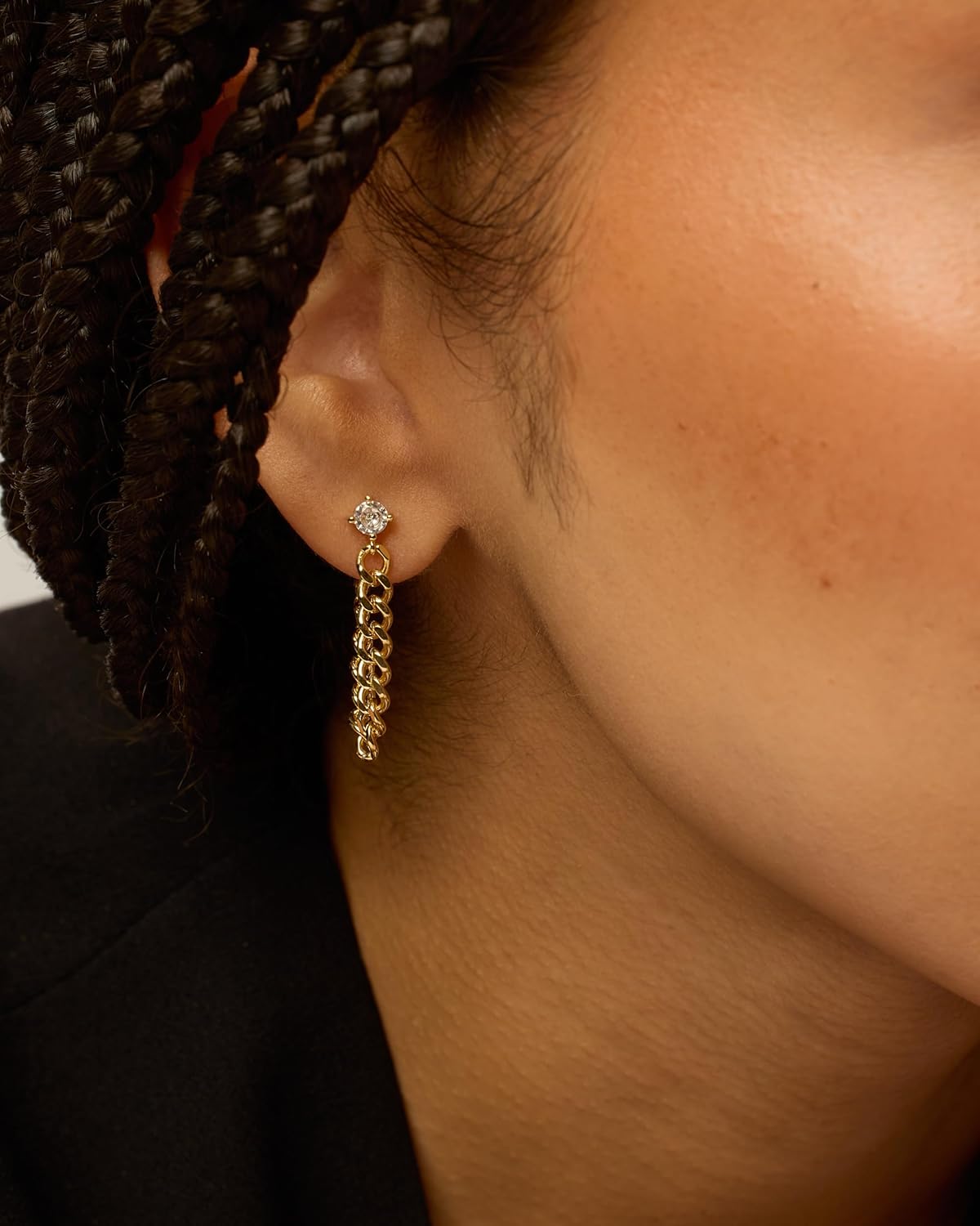 PAVOI 18K Gold Plated 925 Sterling Silver Dangle Chain Earrings for Women - Cubic Zirconia Studs & Earscapes Earrings - Image 2