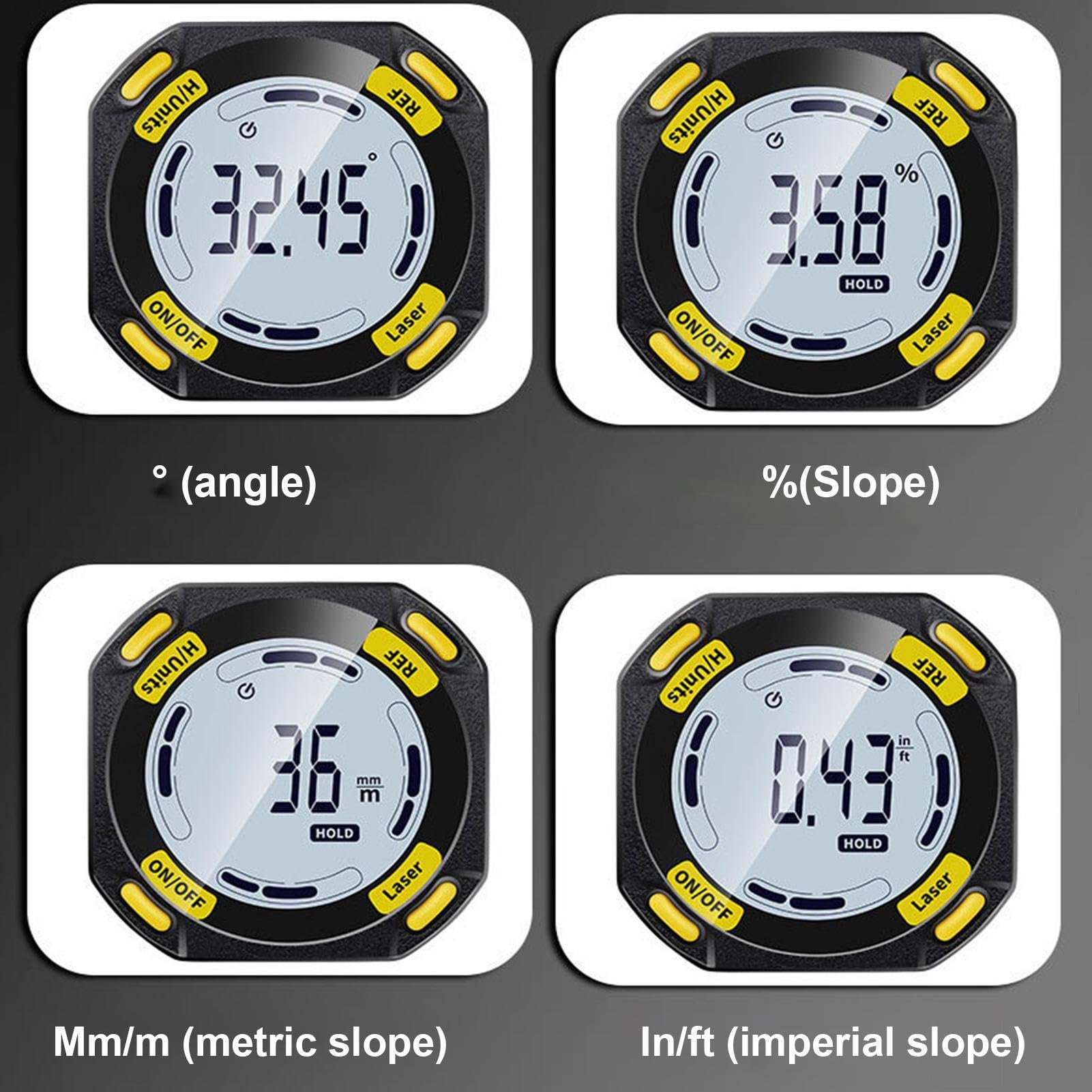 Medidor de ángulo digital – Medidor electrónico magnético, inclinómetro | cúbico | de nivel de precisión para carpintería, pantalla de retroiluminación, medición, sierra ingletadora biselada