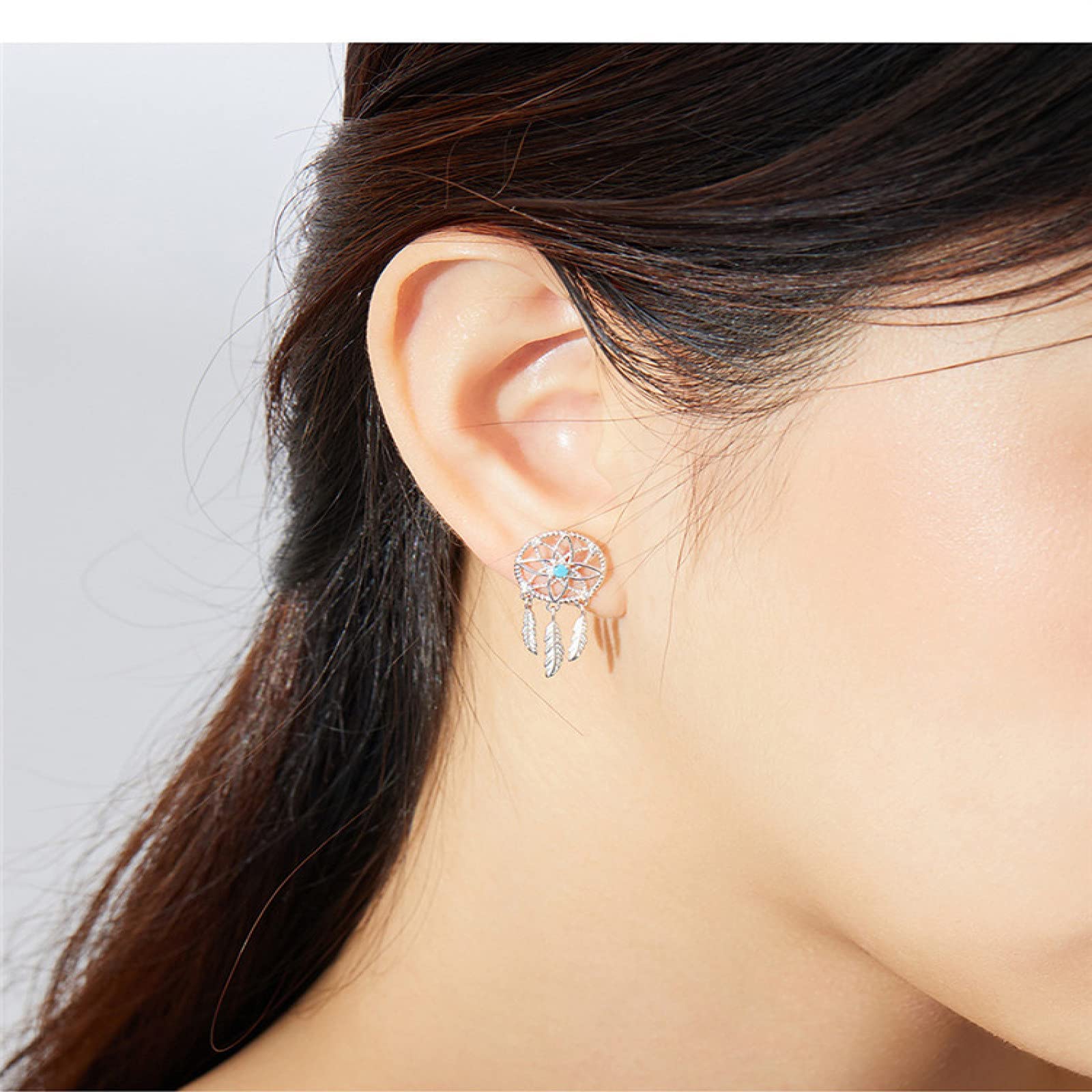 RWRAPS Orecchini per Bambina Orecchini in Argento Sterling 925 Orecchini Pendenti Acchiappasogni per Donna Orecchini Pendenti con Piume d'Argento Brincos