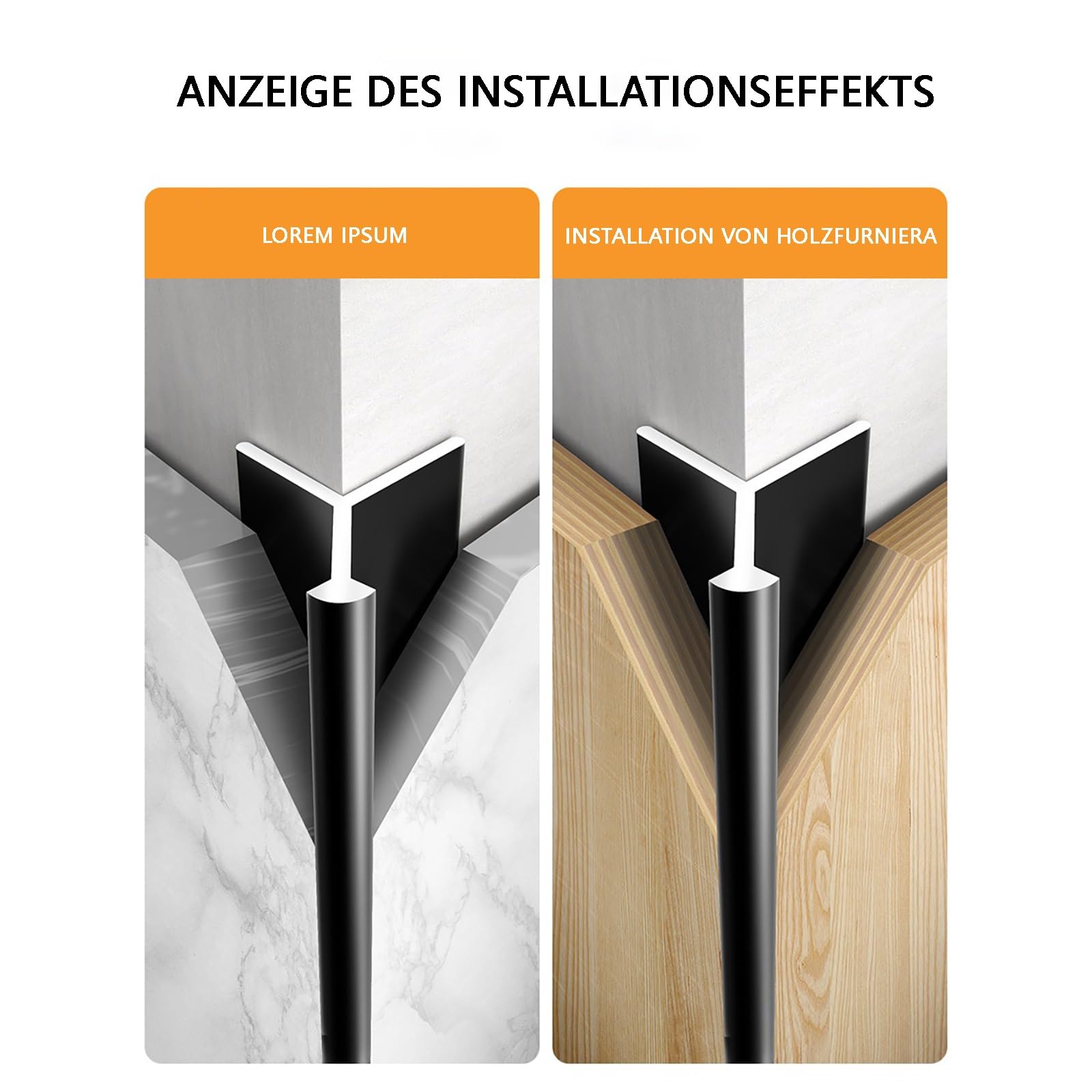 Perfil De Moldura para Azulejos De Aluminio 125 Cm* 2 Piezas Perfil para Bordes Lisos En Cocina Y Baño, Protección De Esquinas para Suelos De Baldosas(Black,Large)