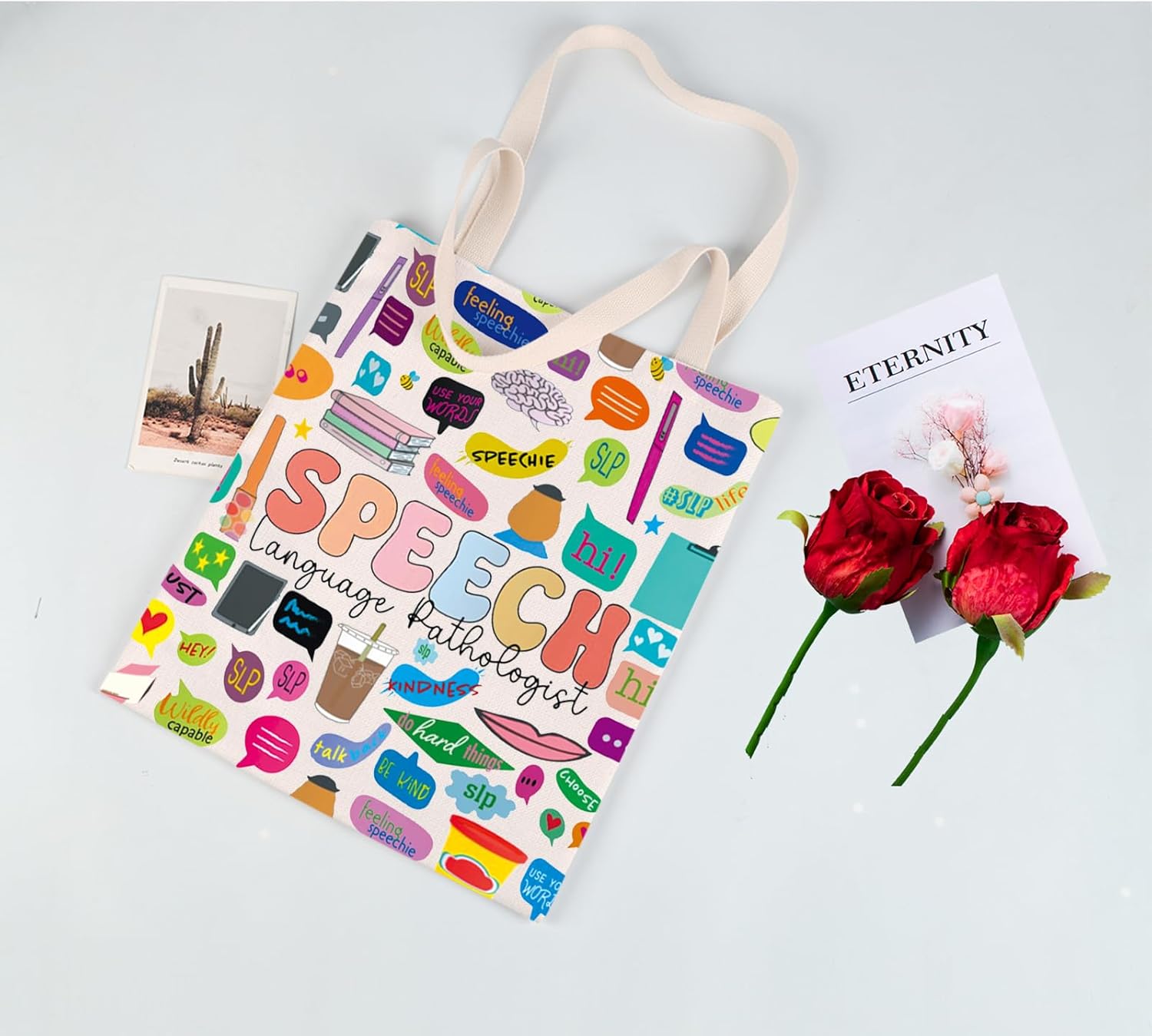 JYTAPP Speech Language Therapist Gifts SLP Gifts Canvas Tote Bag Speech Language Pathologist Gift Speech Therapist Appreciation Gift - Image 5