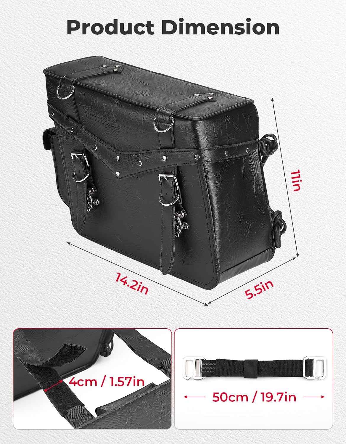 KEMIMOTO Vintage Viking Motorcycle Saddlebags 30L PU Leather Throw Over Heavy Duty Saddle Bags Fit For Touring Street Road Glide Road King Sportster Cruiser Scout Rebel Softail Dyna Vstar Shadow