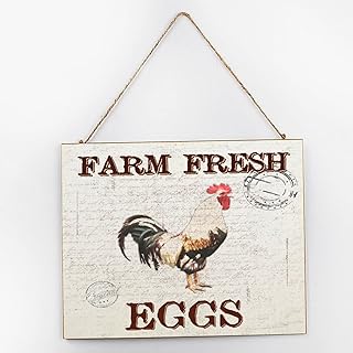 Farm Hen Wood Plaque 10x12 Inch, Farm Fresh Eggs Rustic Farmhouse Home Decor Home Decor Signs Kitchen Decor Gift for Family