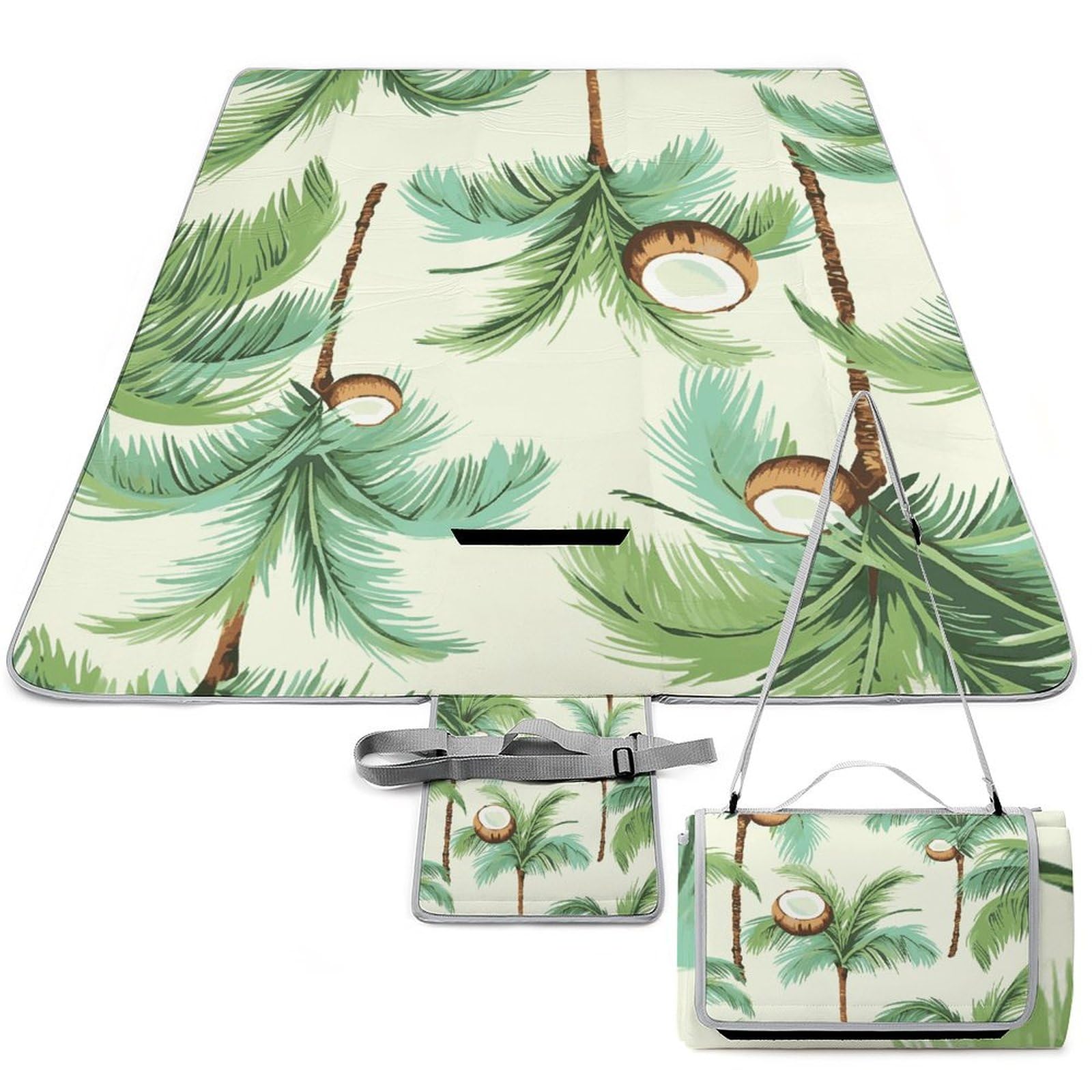Couverture de pique-nique 147x147 cm pliable et imperméable motif cocotier