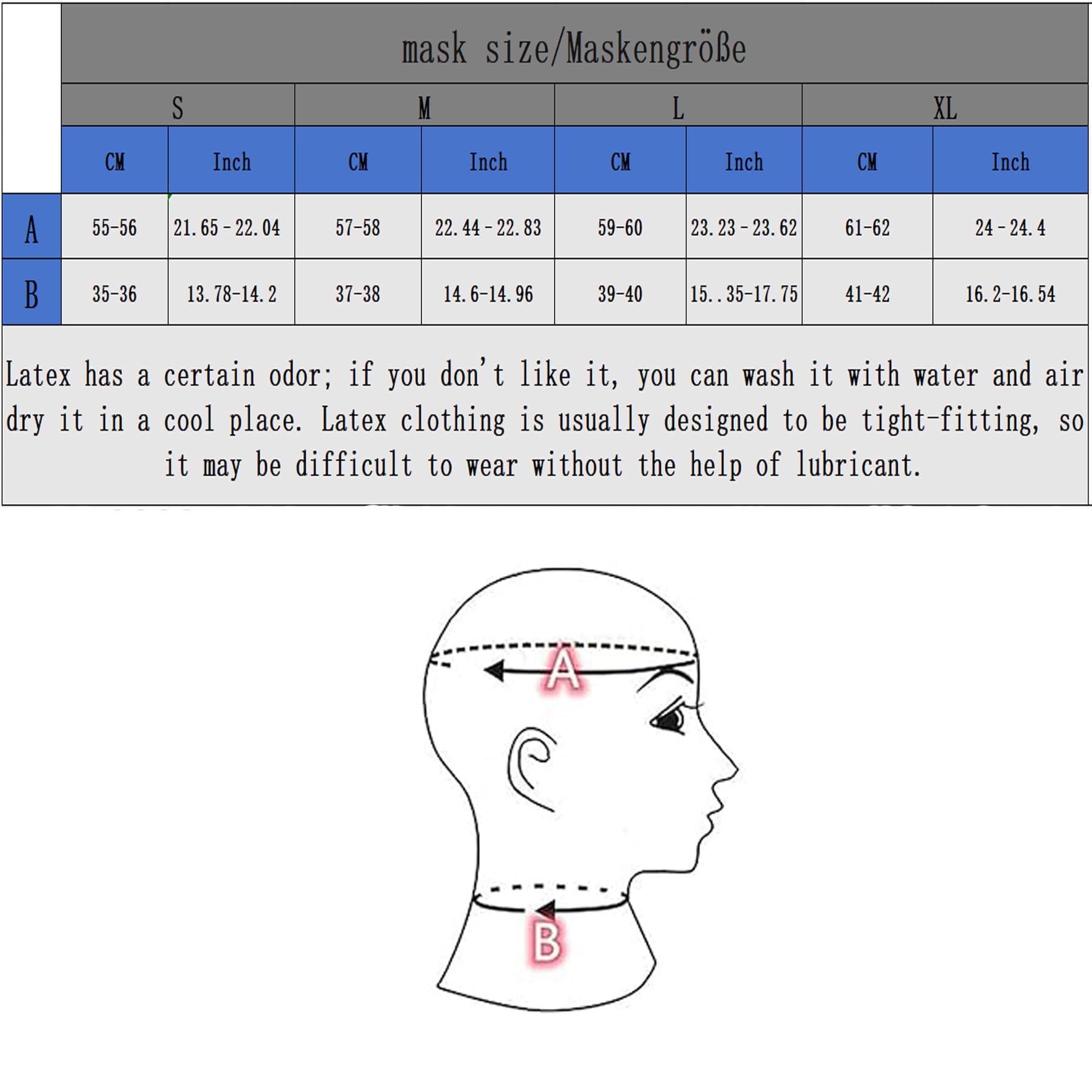 MFMYEE Masque bondage en latex avec perruque et masque pour les yeux, masque SM pour cosplay, coiffe pour Halloween