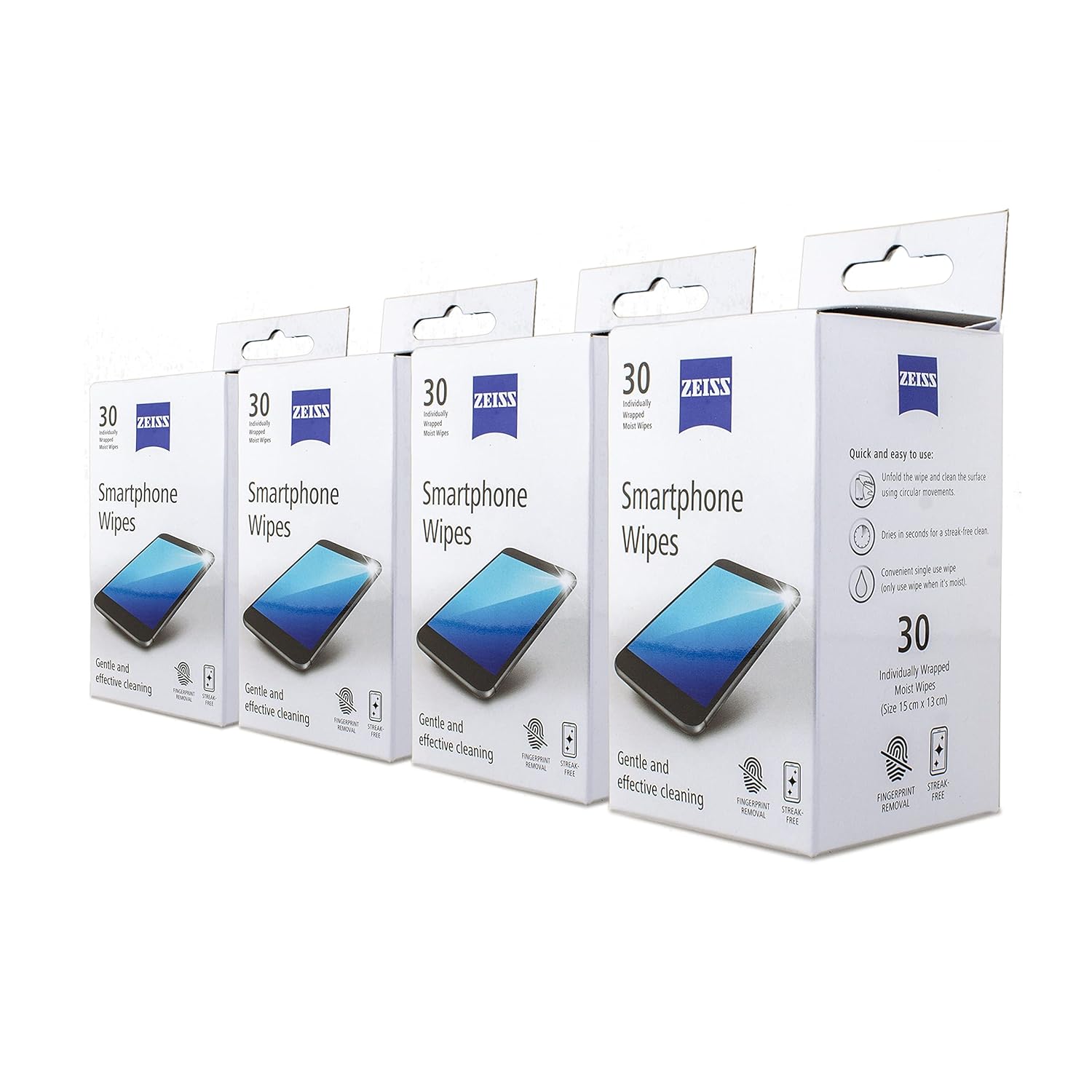 Zeiss Pre-Moistened Mobile Cleaning Wipes for Gentle & Effective Germ Free Cleaning Of Smart Phone (4 Pack Of 30 Pcs Total 120 Wipes) Zeiss Pre-Moistened Mobile Cleaning Wipes for Gentle & Effective Germ Free Cleaning Of Smart Phone (4 Pack Of 30 Pcs Total 120 Wipes)