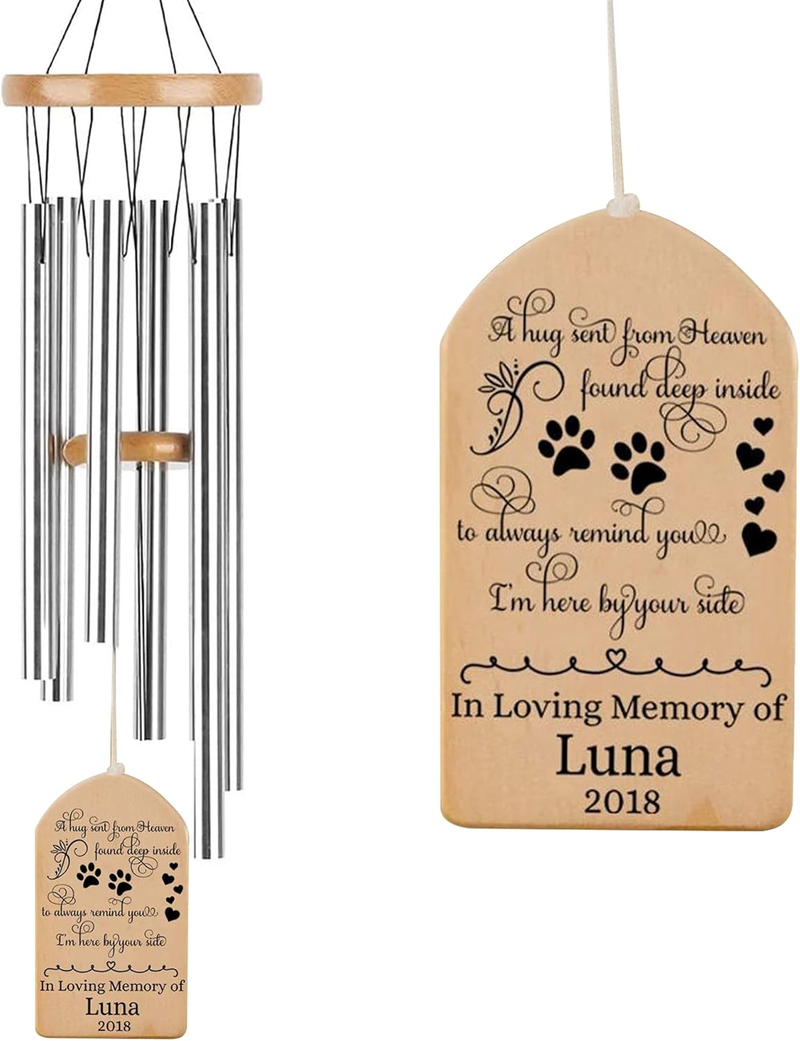 Personalized Pet Memorial Wind Chimes, Pet Memorial, A Hug
