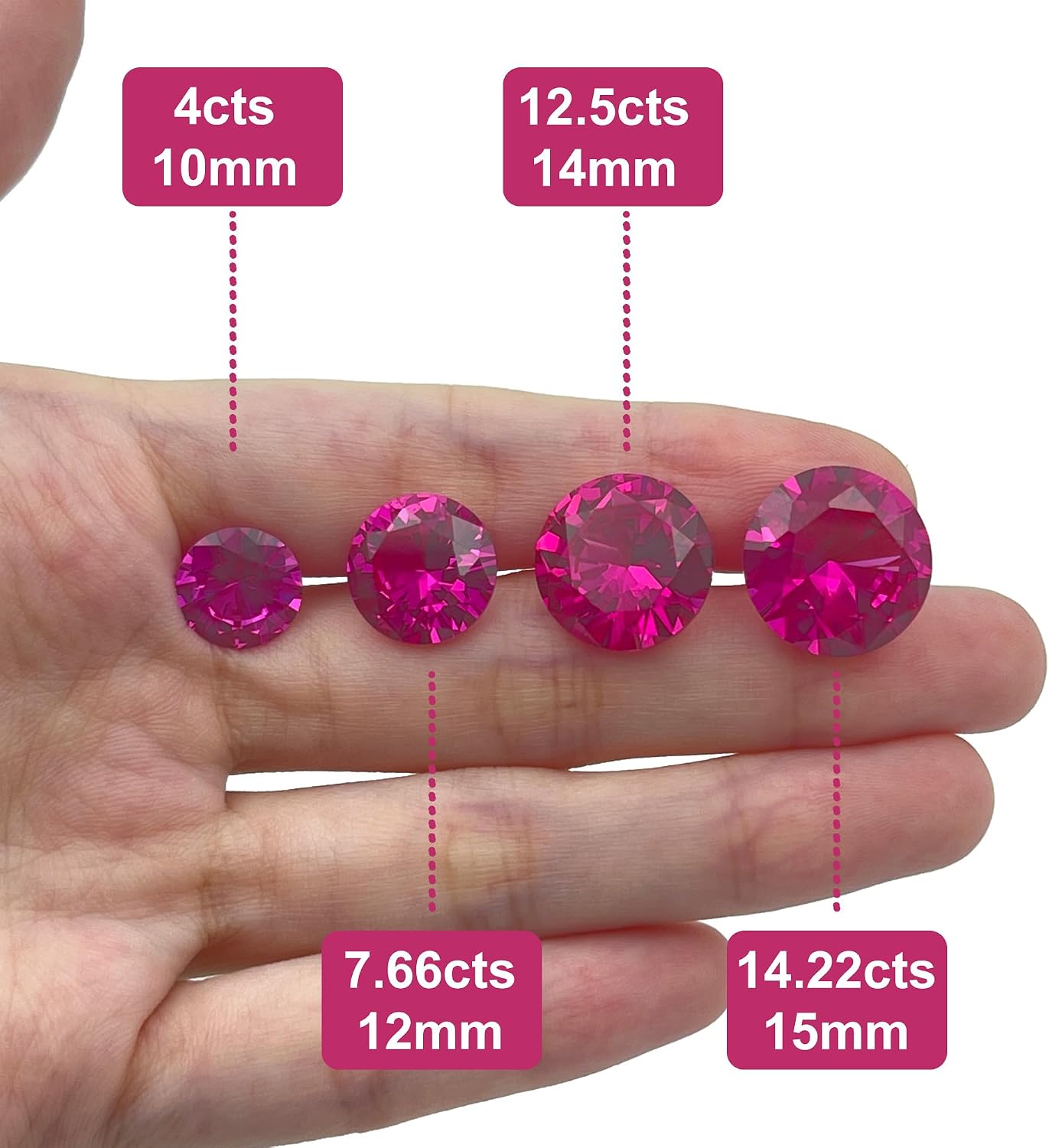 Round Brilliant Loose Synthetic Pink Sapphire Stone Pinkish Corundum Gemstone Machine-Cut Faceted 3A VVS (1Pcs)
