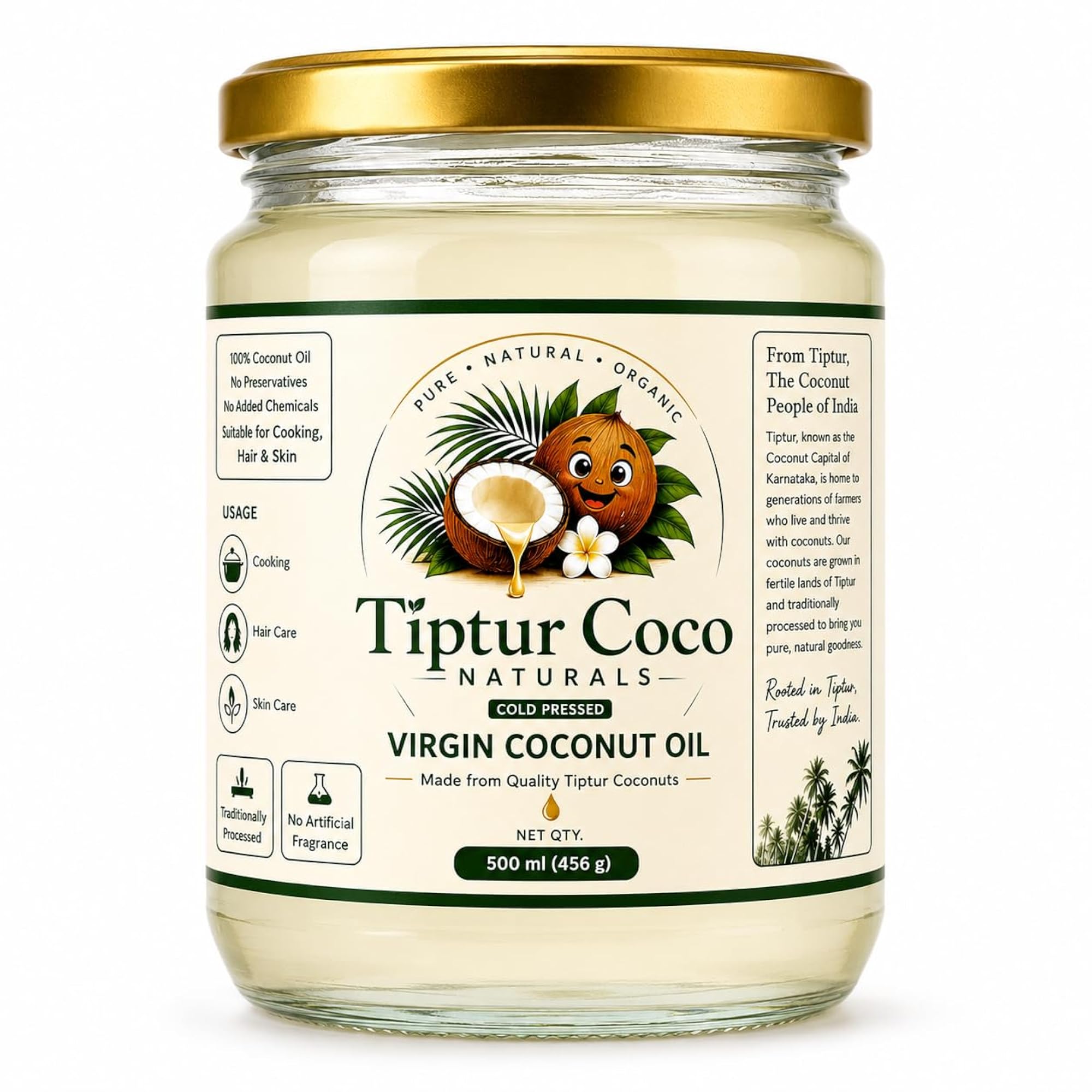 Virgin Coconut Oil, Cold Pressed for Hair & Skin