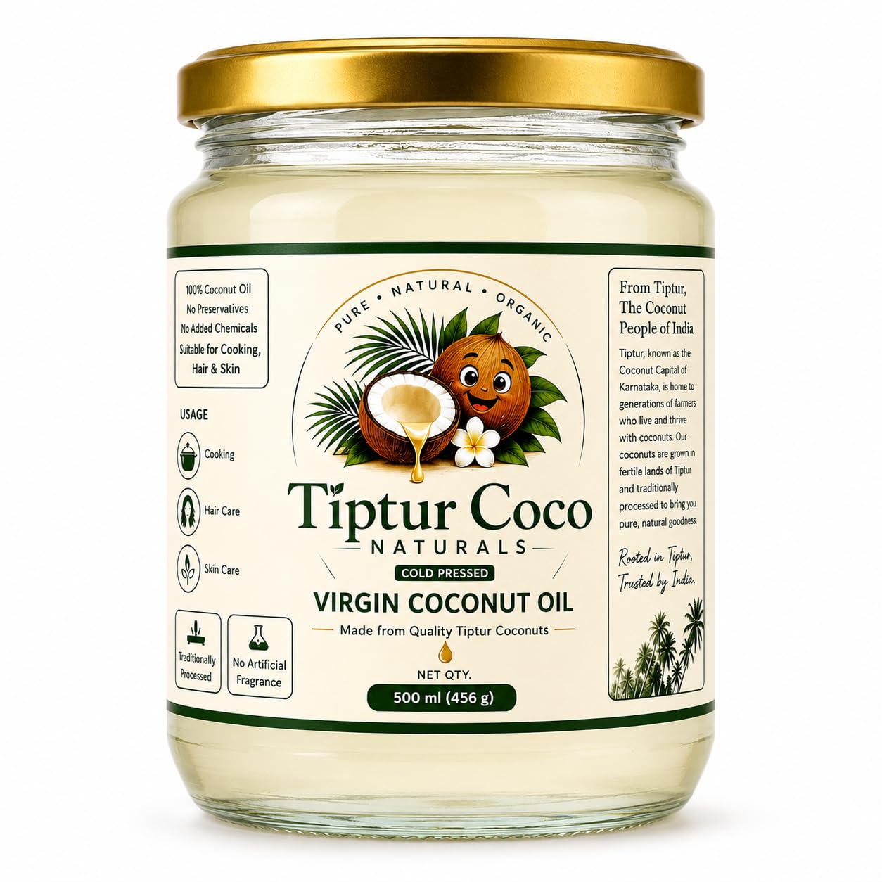 Tiptur Coco Naturals Virgin Coconut Oil Cold Processed 500ml-image-26