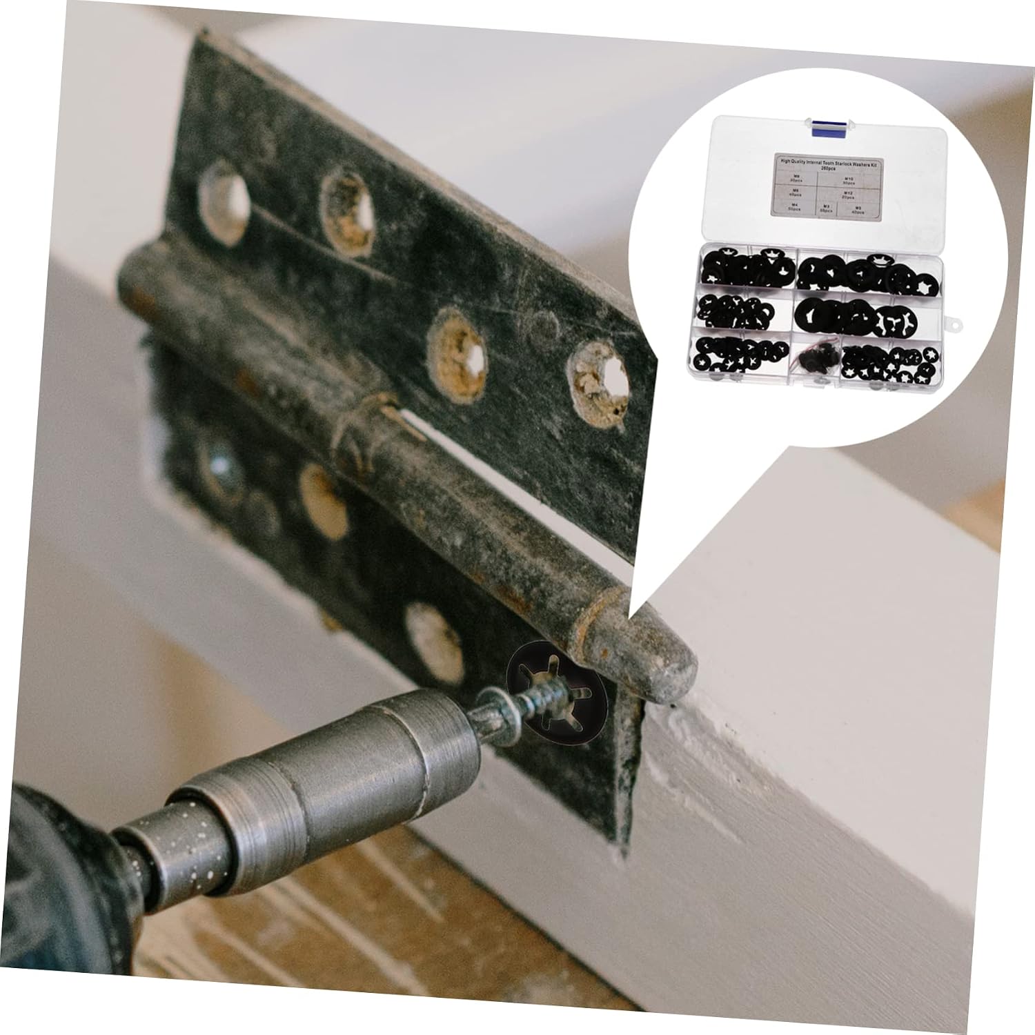 Alipis 1 Set 260pcs Plum Blossom Locking Washers Manganese Clips for Axles Shafts Snap Rings Various for Fixing Moving Parts Enhanced Thrust Load Capacity