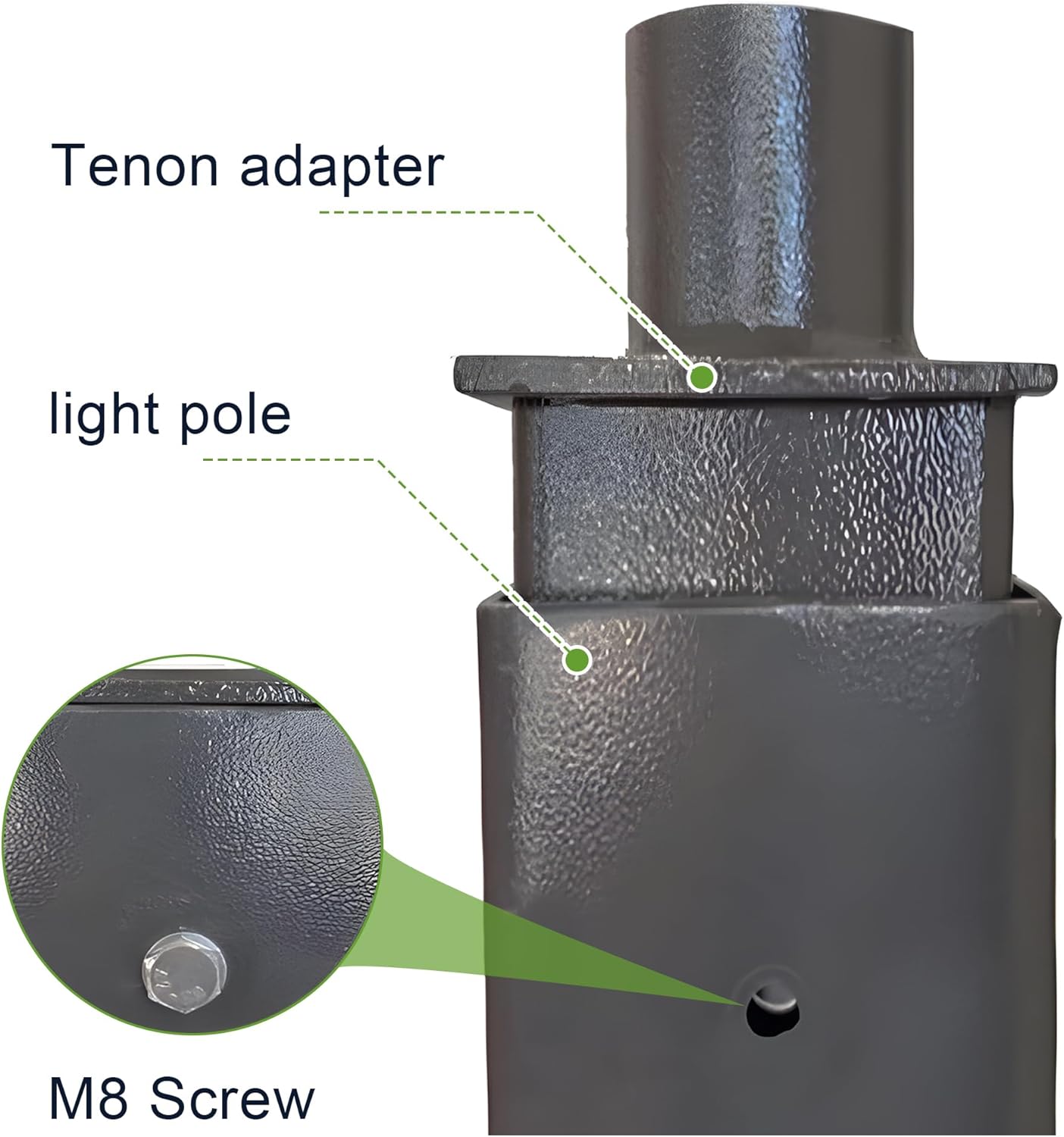 Tenon Adapter for 5 inch OD Square Pole Mount with 2-3/8" Vertical Tenon - Ideal for Slip Fit LED Parking Lot Light, Post Top Light, Stree Light - Dark Bronze Finish