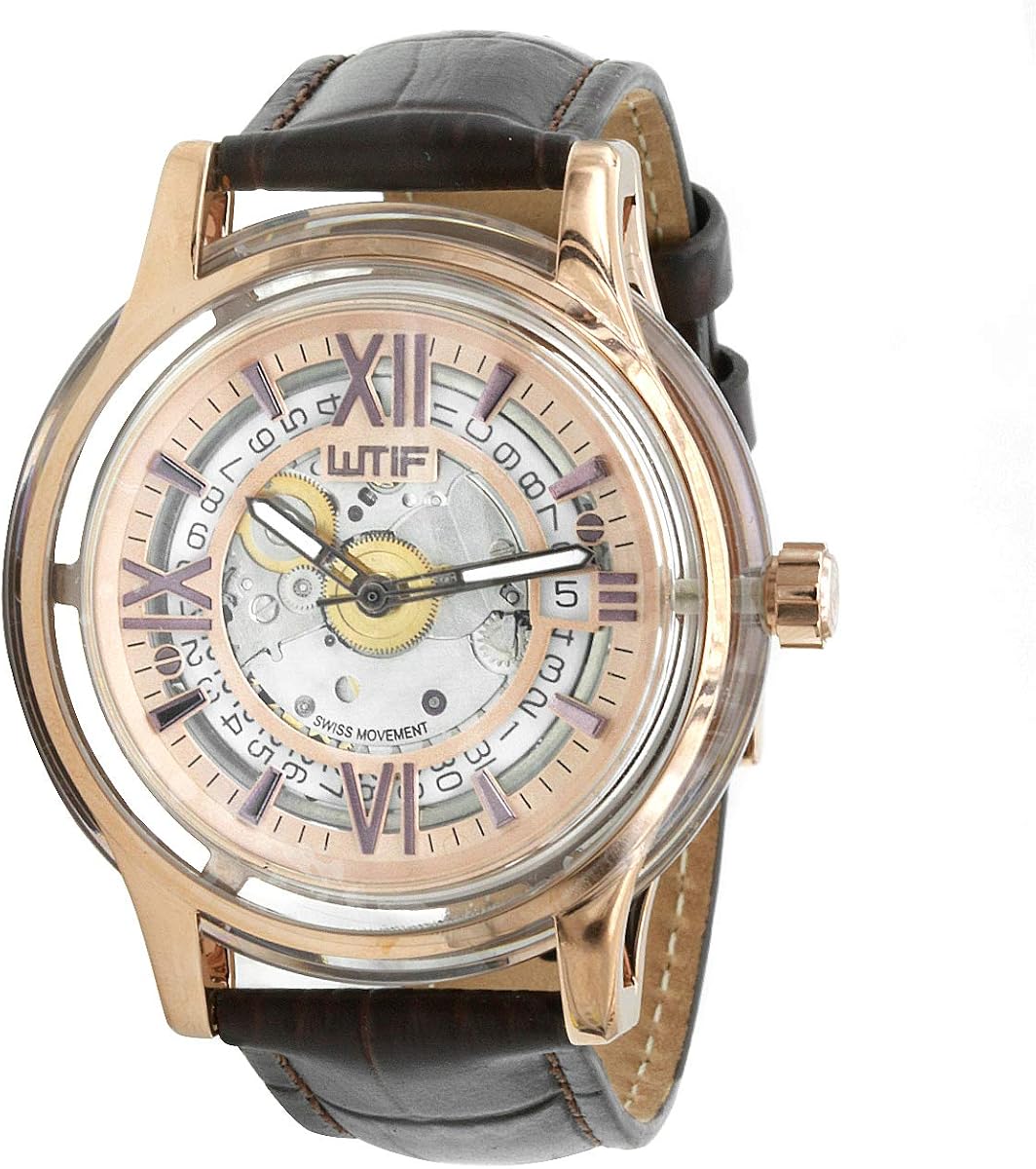 Automatic Swiss Movement Luxury Watch with Sapphire Crystal Case and Italian Leather Strap