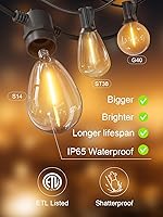 Vista 6 de Svater Guirnalda de luces para exteriores de 200 pies, luces de patio para exteriores con bombillas LED inastillables, impermeable, IP65, luz