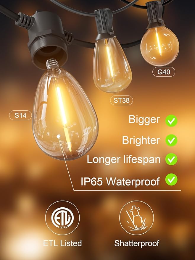 Luces de cadena Svater 200 FT LED blancas cálidas IP65 miniatura 6