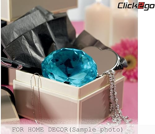 Miniatura 2 de CLICK2GO Pisapapeles de cristal turquesa con forma de diamante de 4 pulgadas  3.937 in, decoración de oficina en casa y regalo del día de San