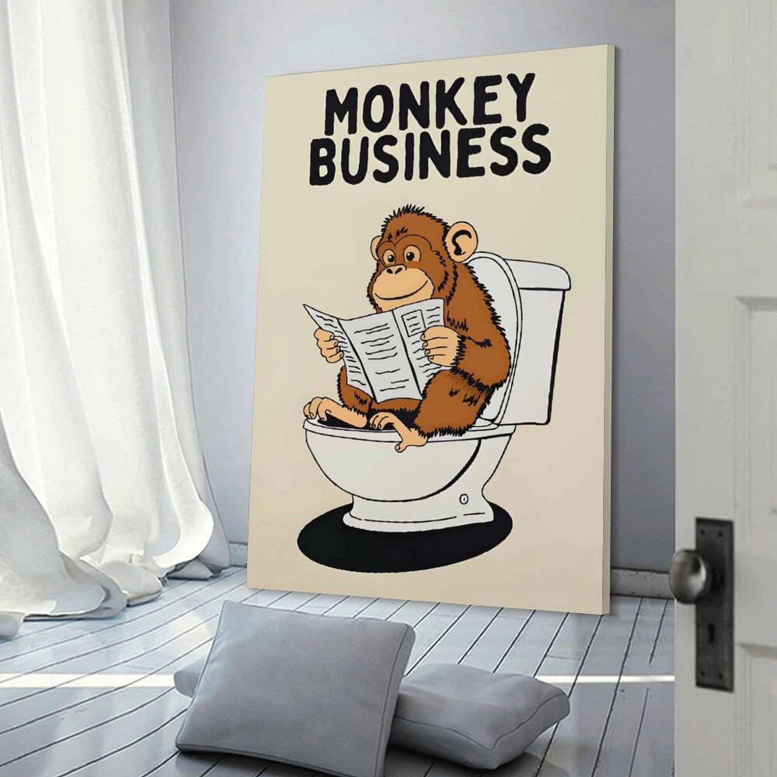 Junmoney Frame-Style-24-1 Home Decor Wall Art Monkey Business Cartoon, 08X12inch(20X30cm), For New Homes, Bedrooms Or Workspaces, Home Decor Gift With Stylish Appeal