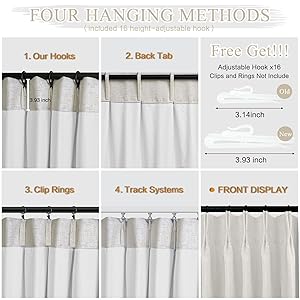 Pinch Pleated Linen Blackout Curtains 84 Inches Long - 100% Black Out Curtain for Bedroom Living Room, Thermal Insulated Pinch Pleat Double Layer Room Darkening Drapes with Hooks, Natural, 2 Panels