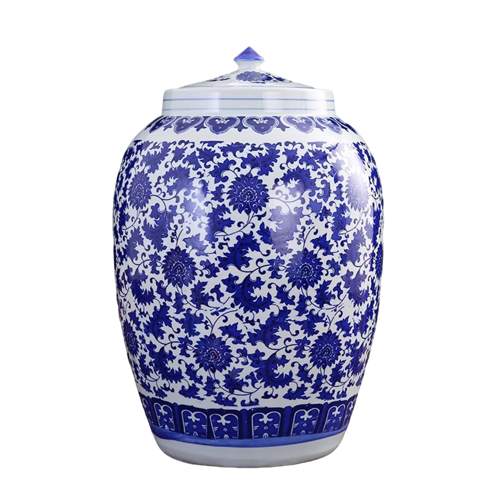 Ceramiczne Wiadro Na Ryż 10/15/25 Kg Z Hermetyczną Pokrywką, Niebiesko-biały Porcelanowy Pojemnik Do Przechowywania Ziarna, Klasyczny Chiński Dozownik Kuchni I Domu, Herbatę(B,10kg)