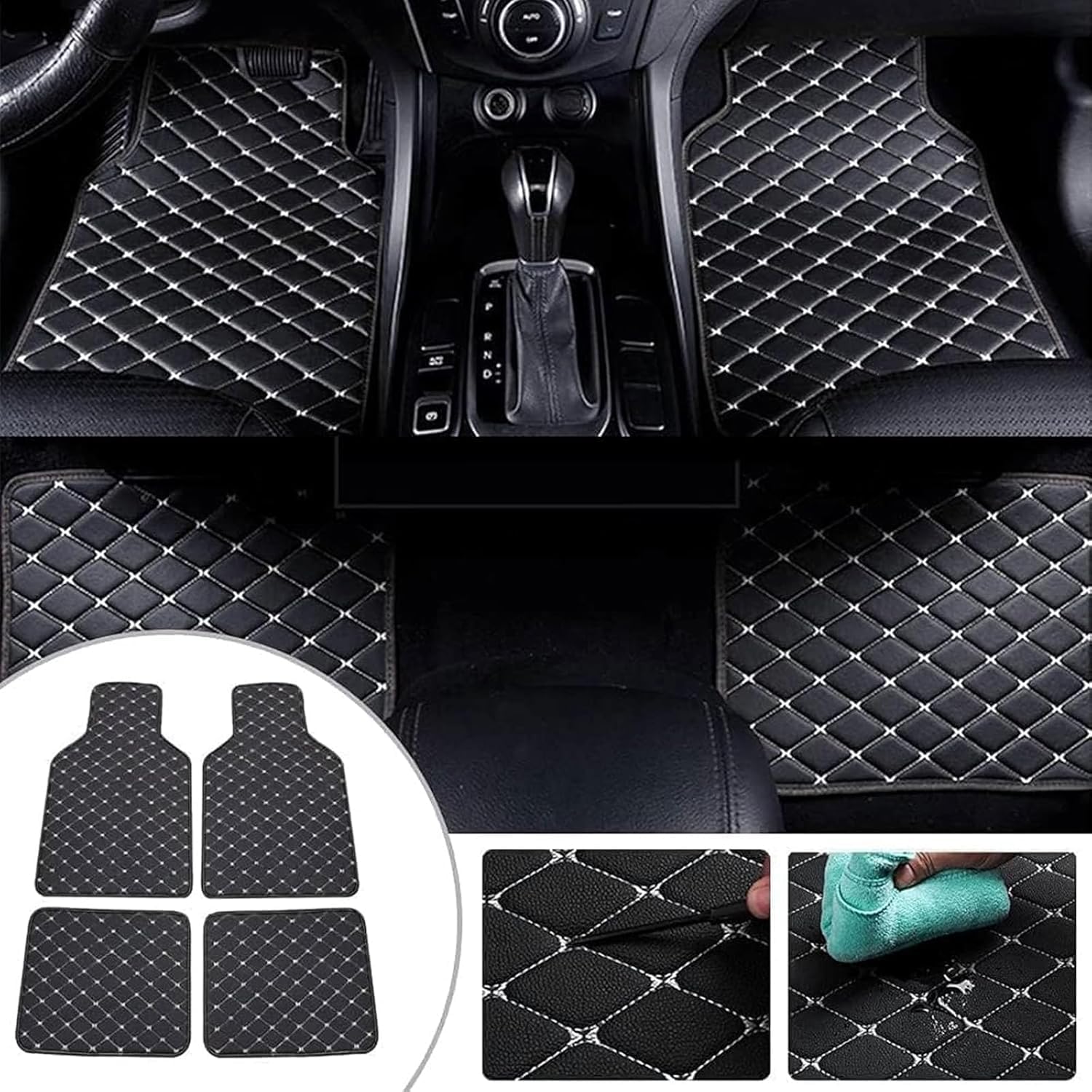 4 Stück Auto Fußmatten für BMW 520d /520d Touring (AB 2023), Leder Automatten Allwetter Wasserdicht Bequemes Anti Rutsch Bodenmatten Pkw Autofussmatten Fahrzeuginnenraum,A/Black
